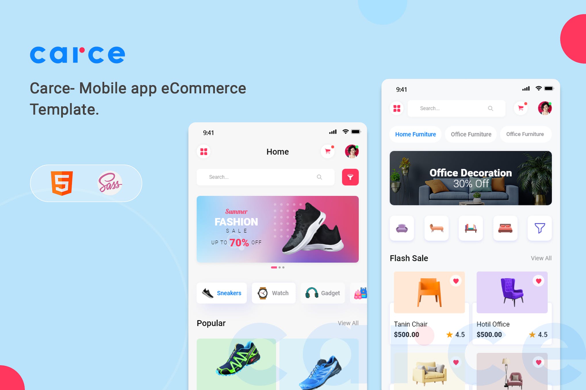 Carce – Mobile app eCommerce Template