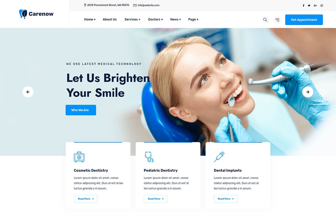 Carenow – Medical & Dentist HTML Tempate