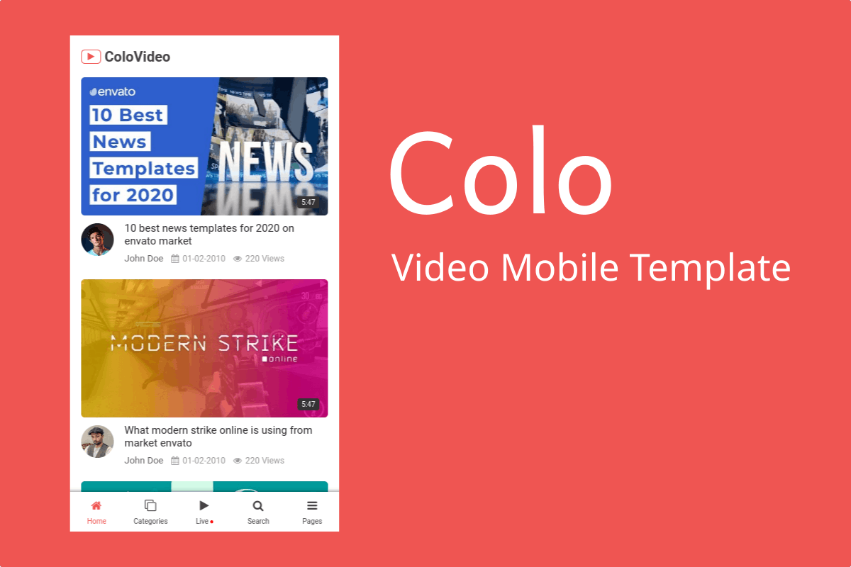 Colo – Video Mobile Template