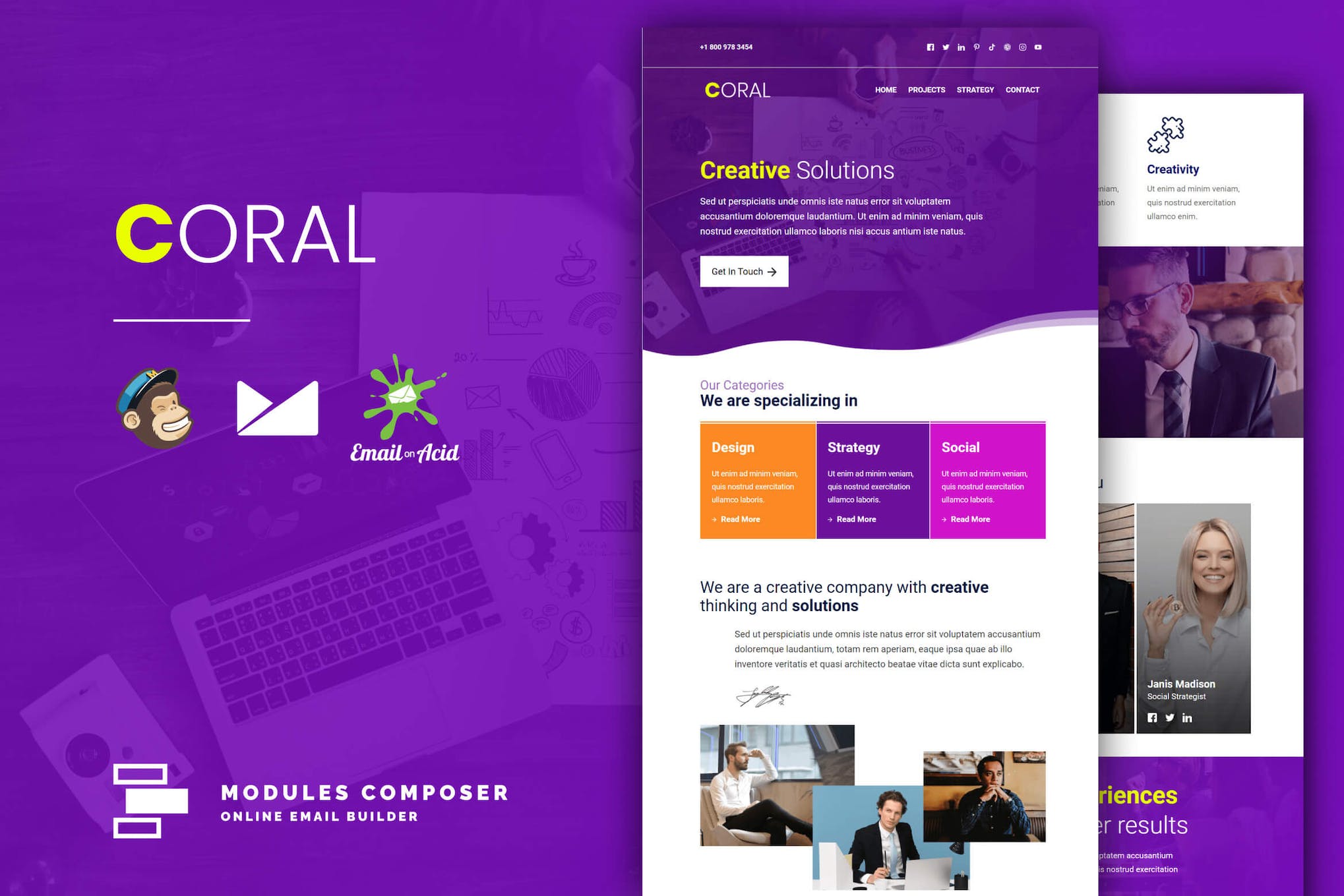 Coral – Responsive Email Template for Startups