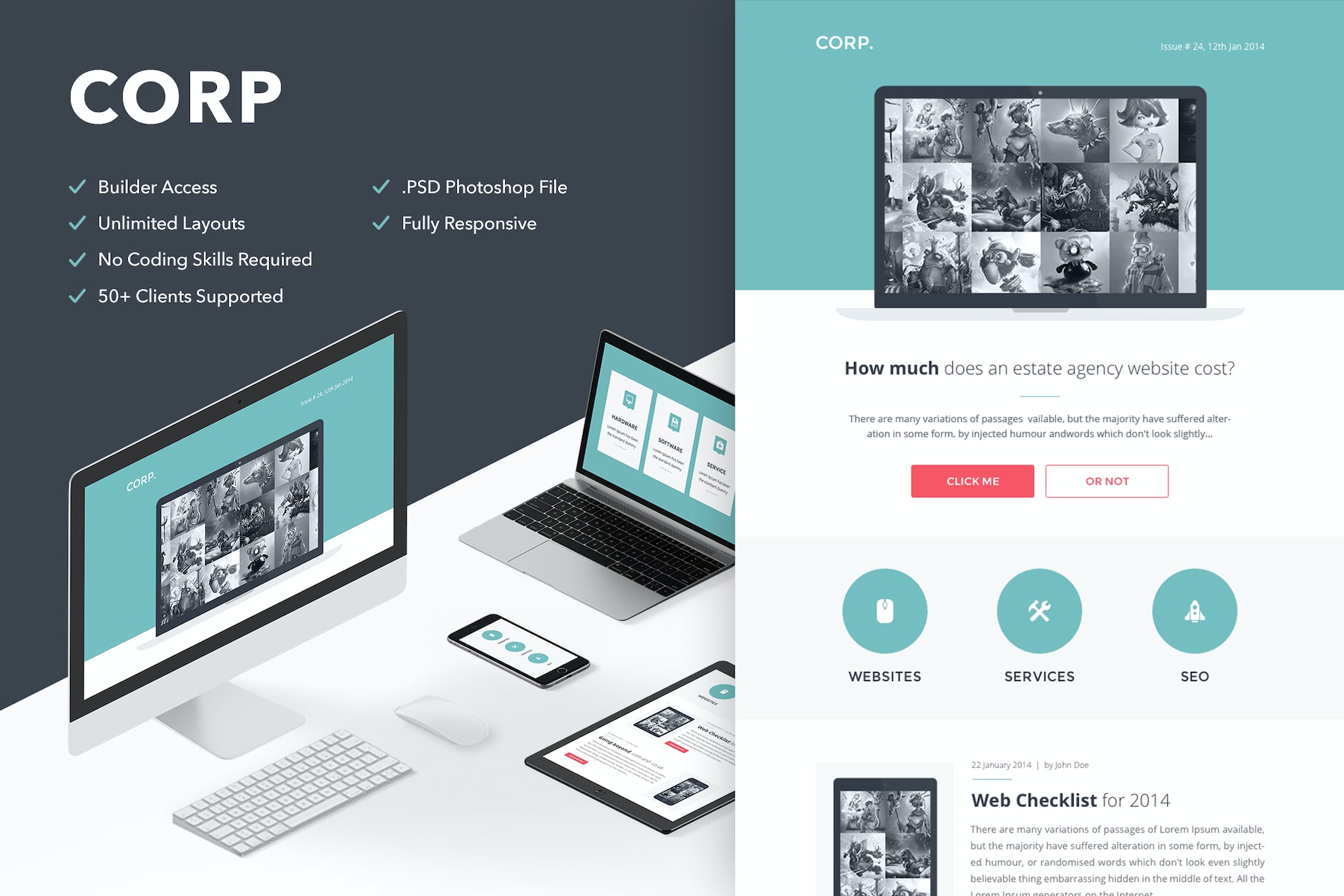 Corp – Responsive Email + Themebuilder Access