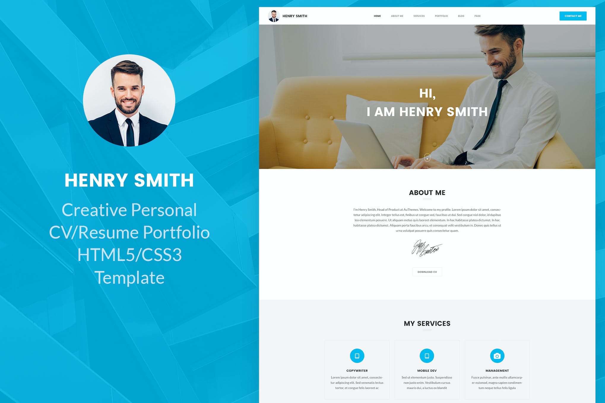 Creative Personal Portfolio Resume HTML5 Template