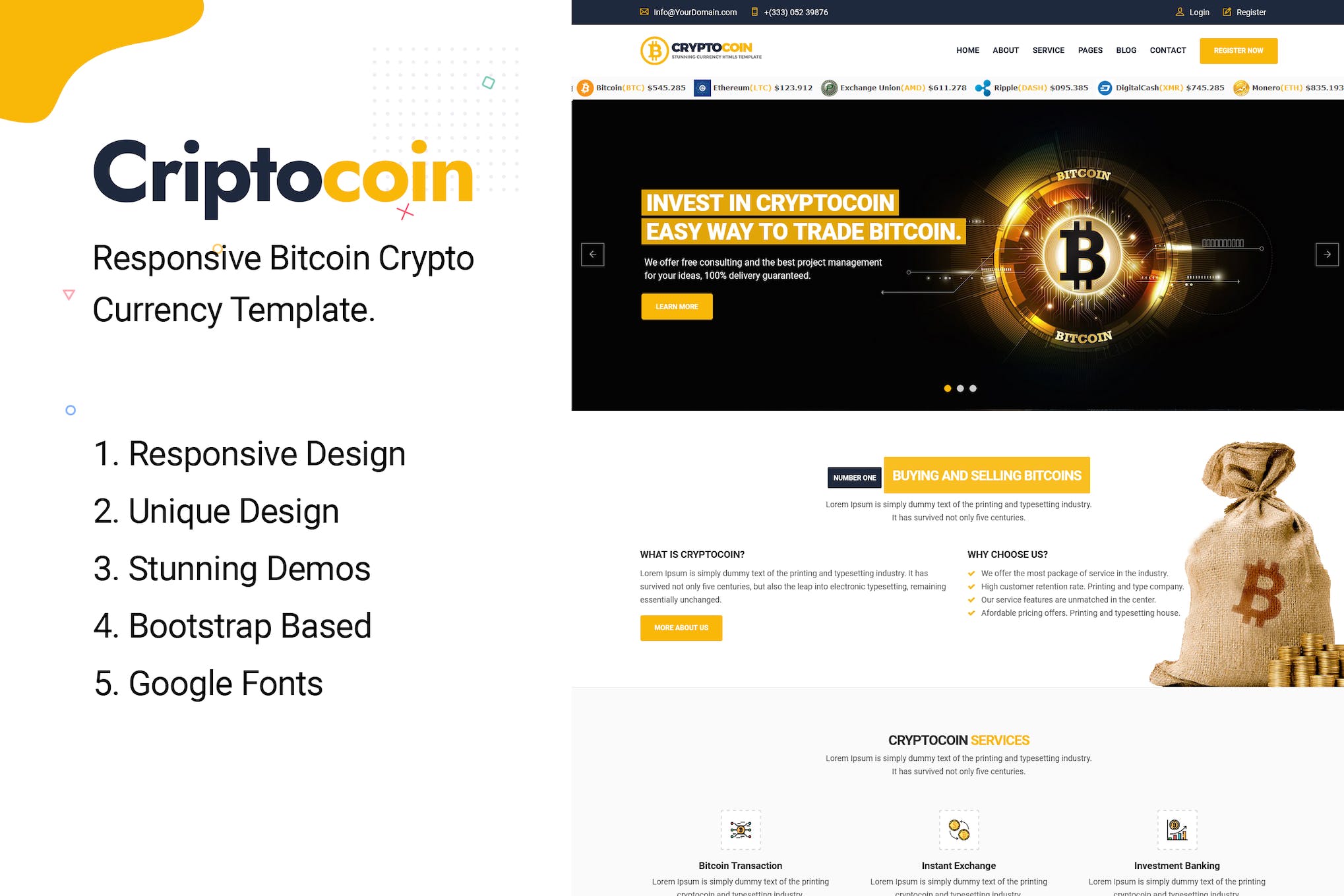 CryptoCoin | Bitcoin Crypto Currency Template