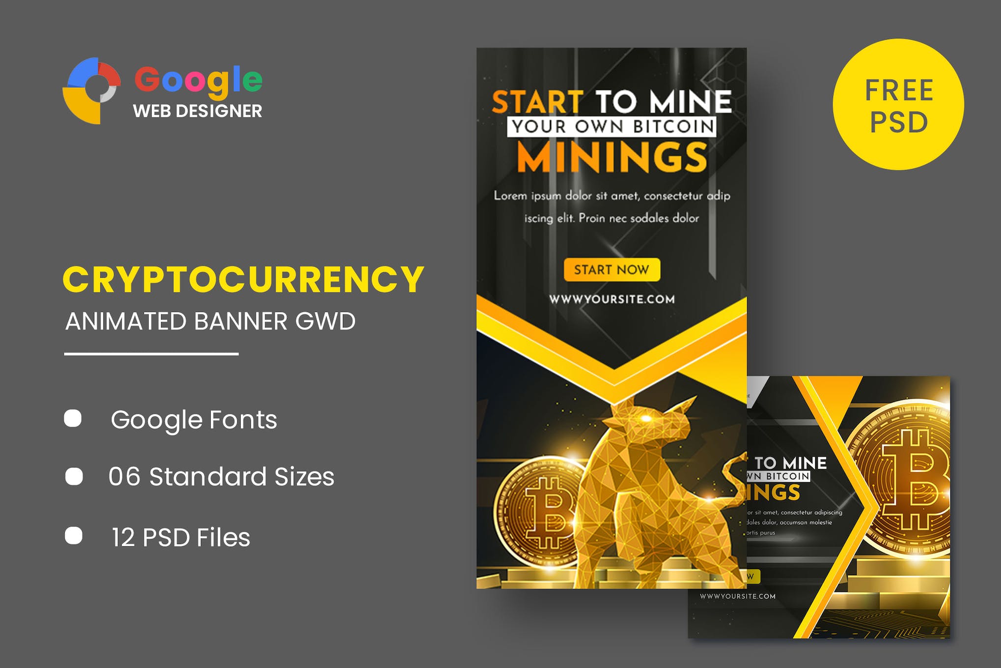 Cryptocurrency Animated Banner GWD