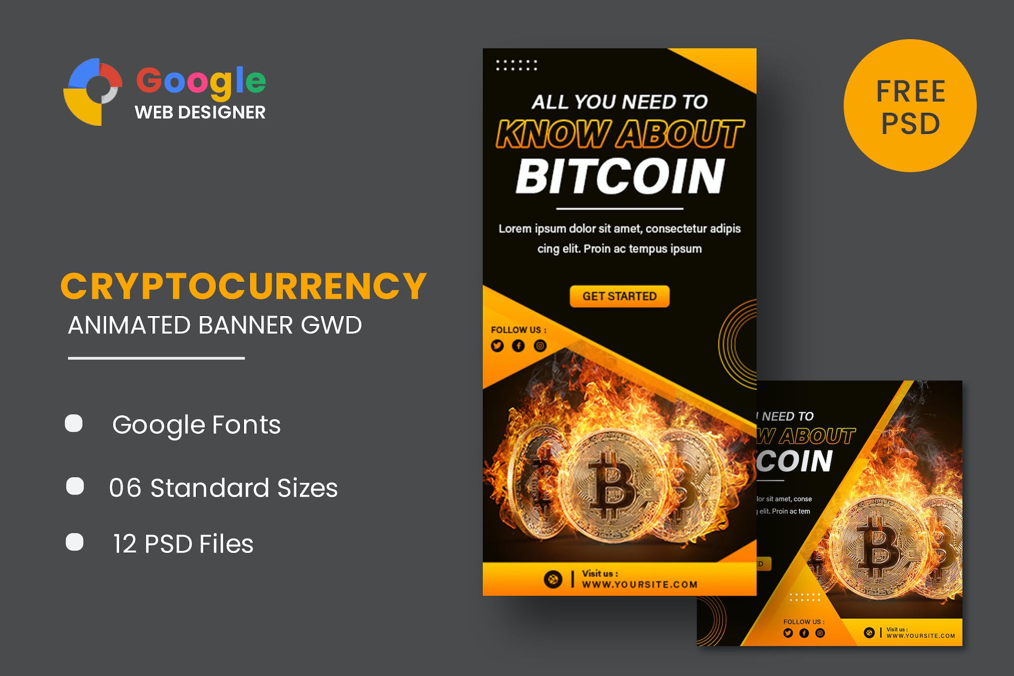 Cryptocurrency Bitcoin Animated Banner GWD