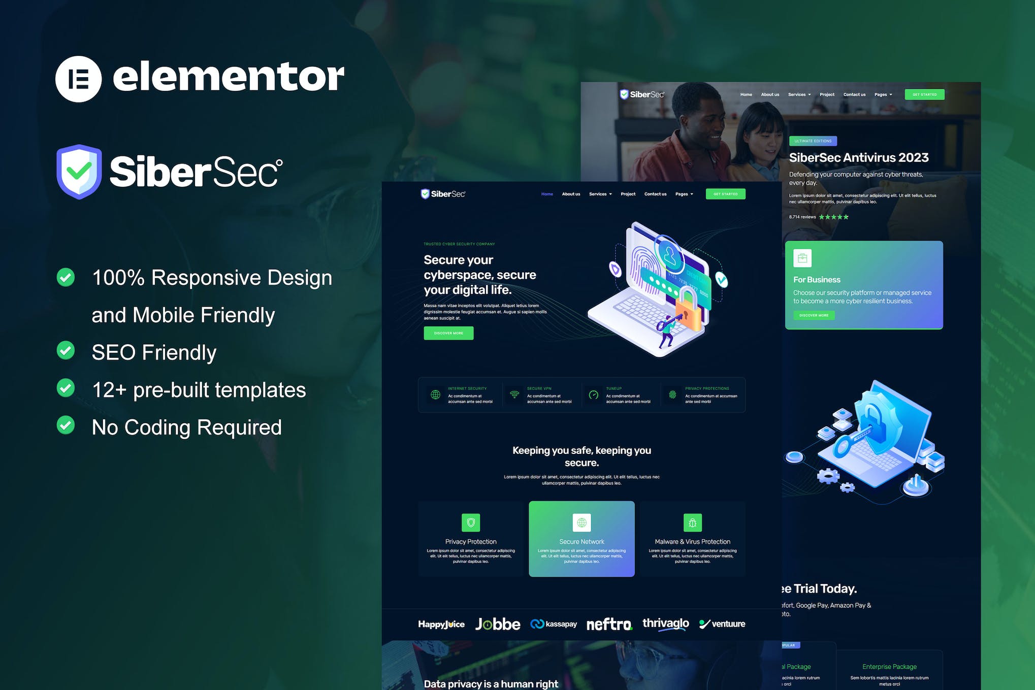 CyberSec – Cyber Security Services Elementor Template Kit