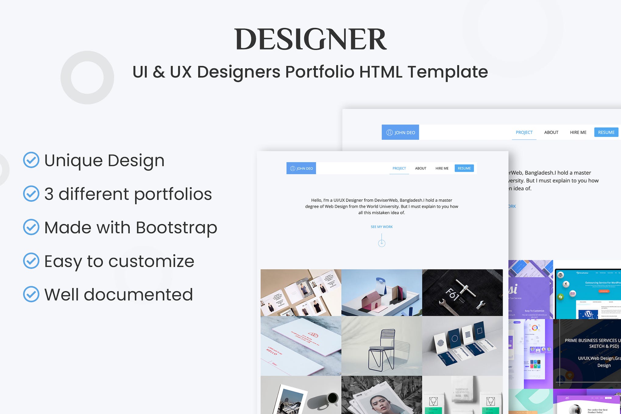 DESIGNER – UI & UX Portfolio HTML Template