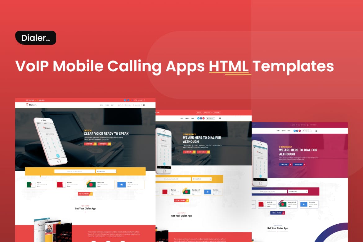 Dialer -VoIP Mobile Calling Apps HTML Templates