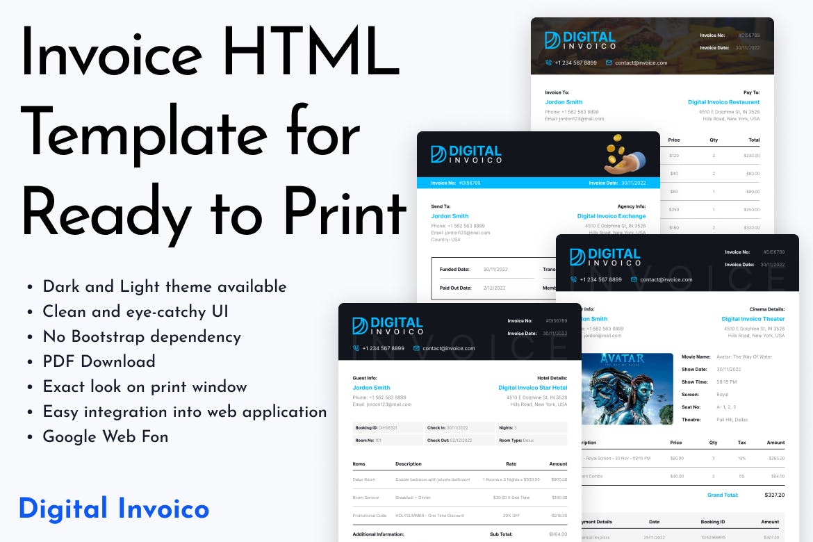 Digital Invoico – Invoice HTML Template for Ready