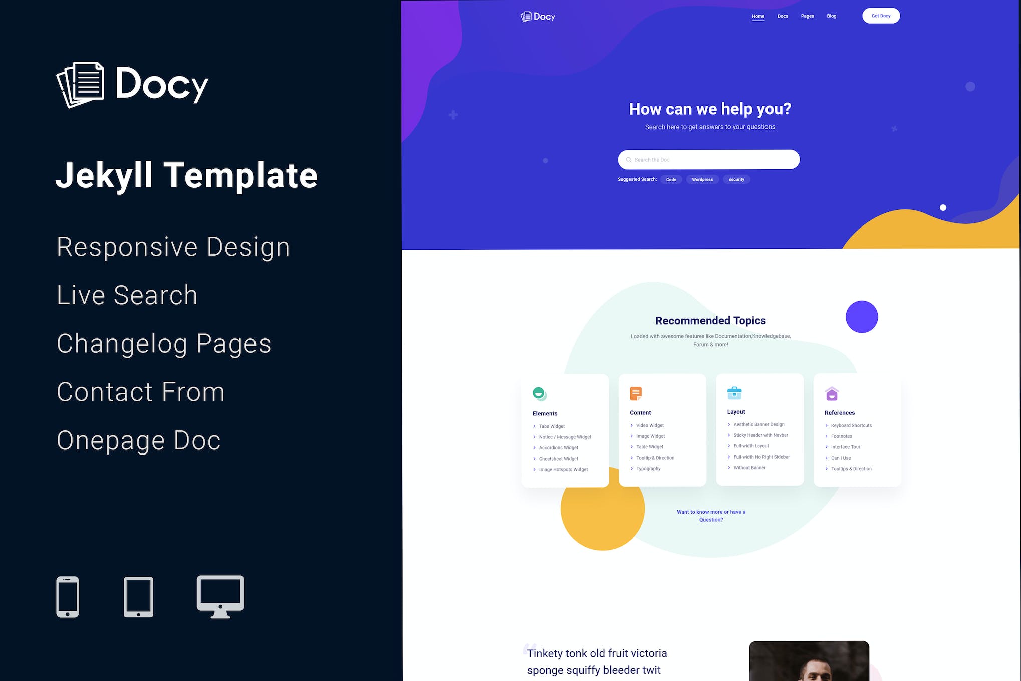 Docy – Knowledgebase & Doc Jekyll Template