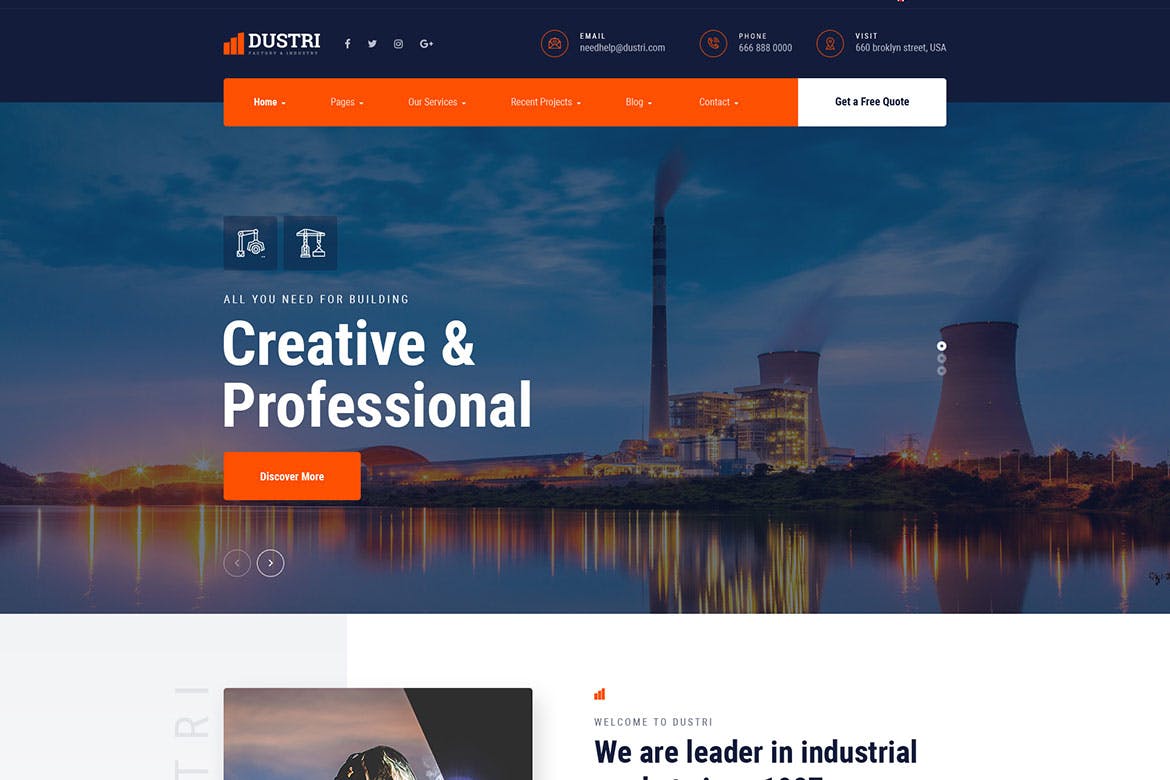 Dustri – Factory & Industrial HTML Template