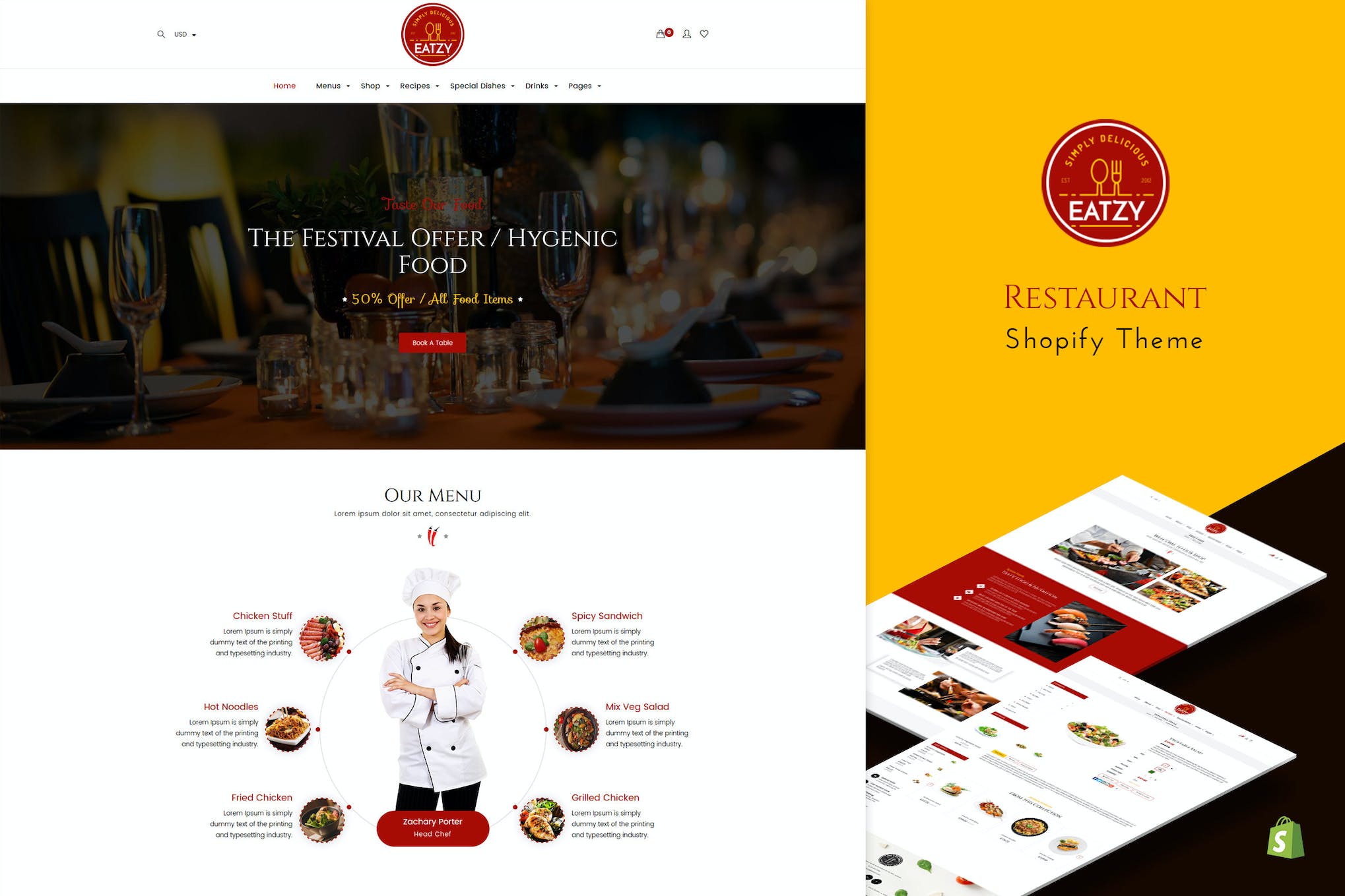 Eatzy | Restaurant Sectioned Shopify Theme