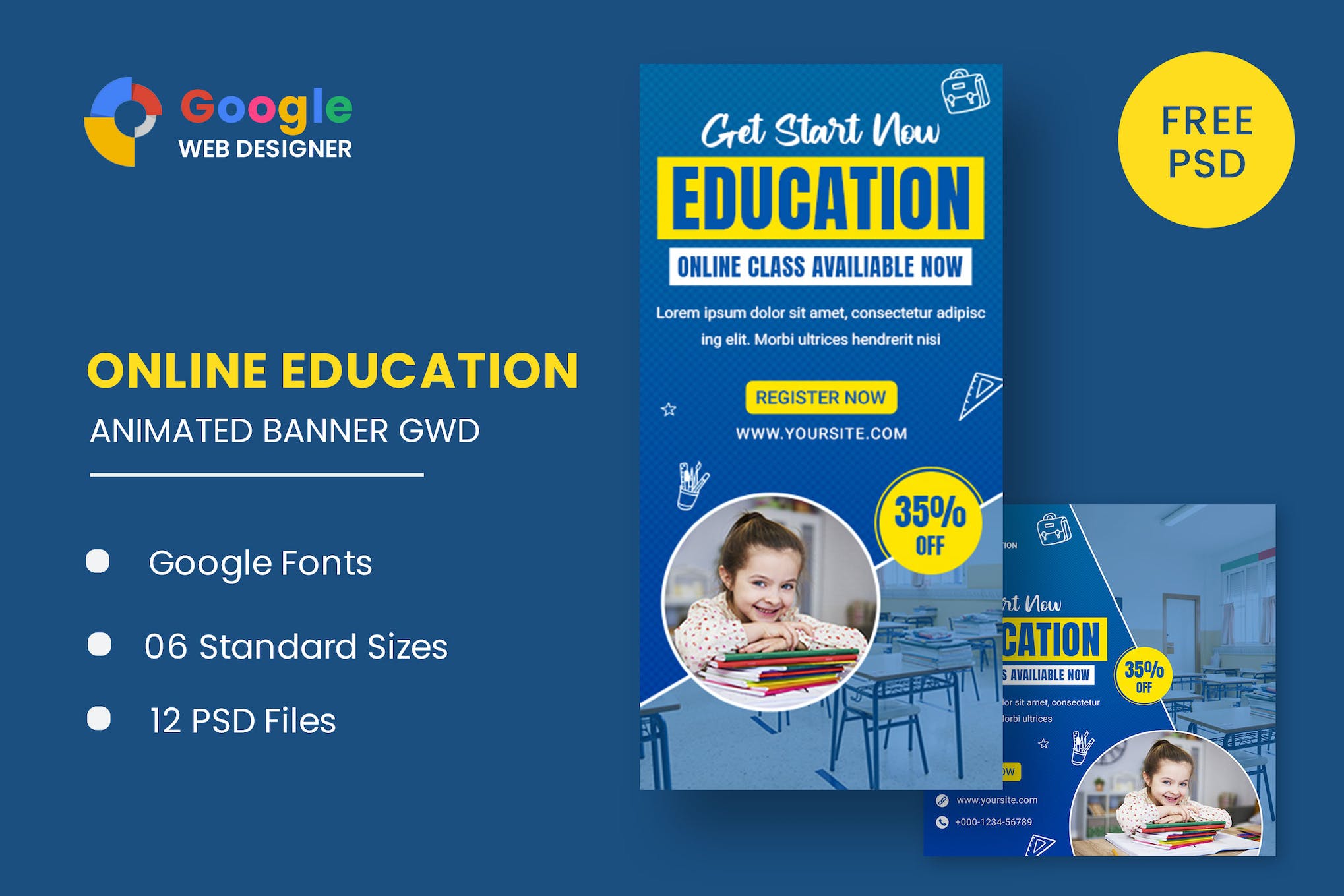 Education Study HTML5 Banner Ads GWD