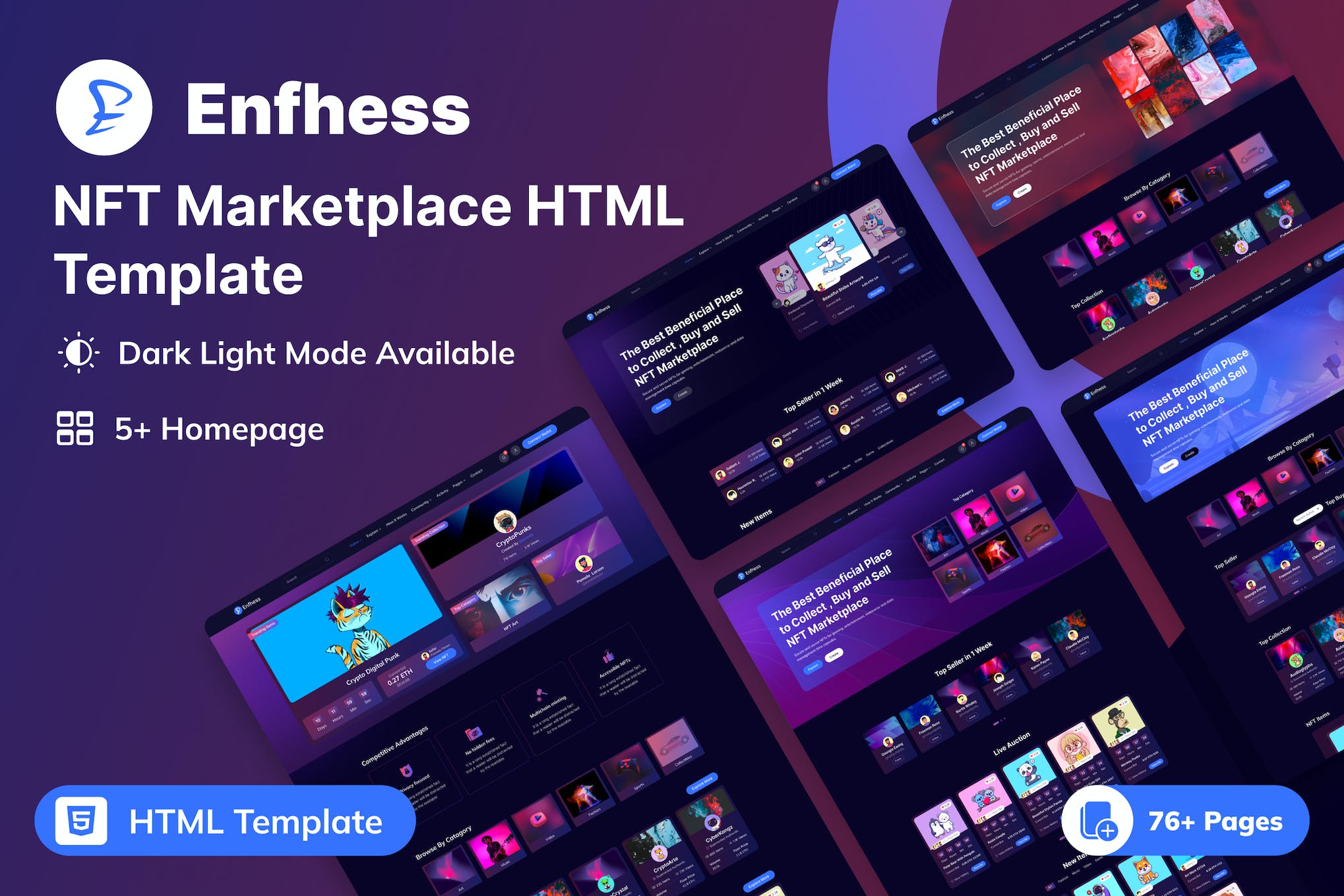 Enfhess – NFT Marketplace HTML Template