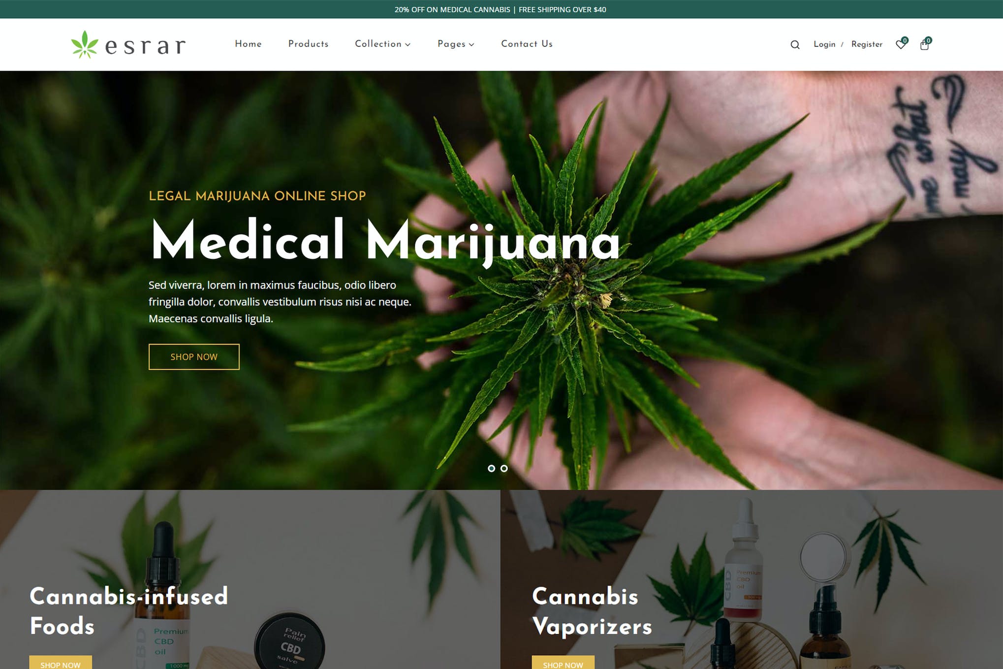 Esrar – Medical Cannabis Shopify Theme