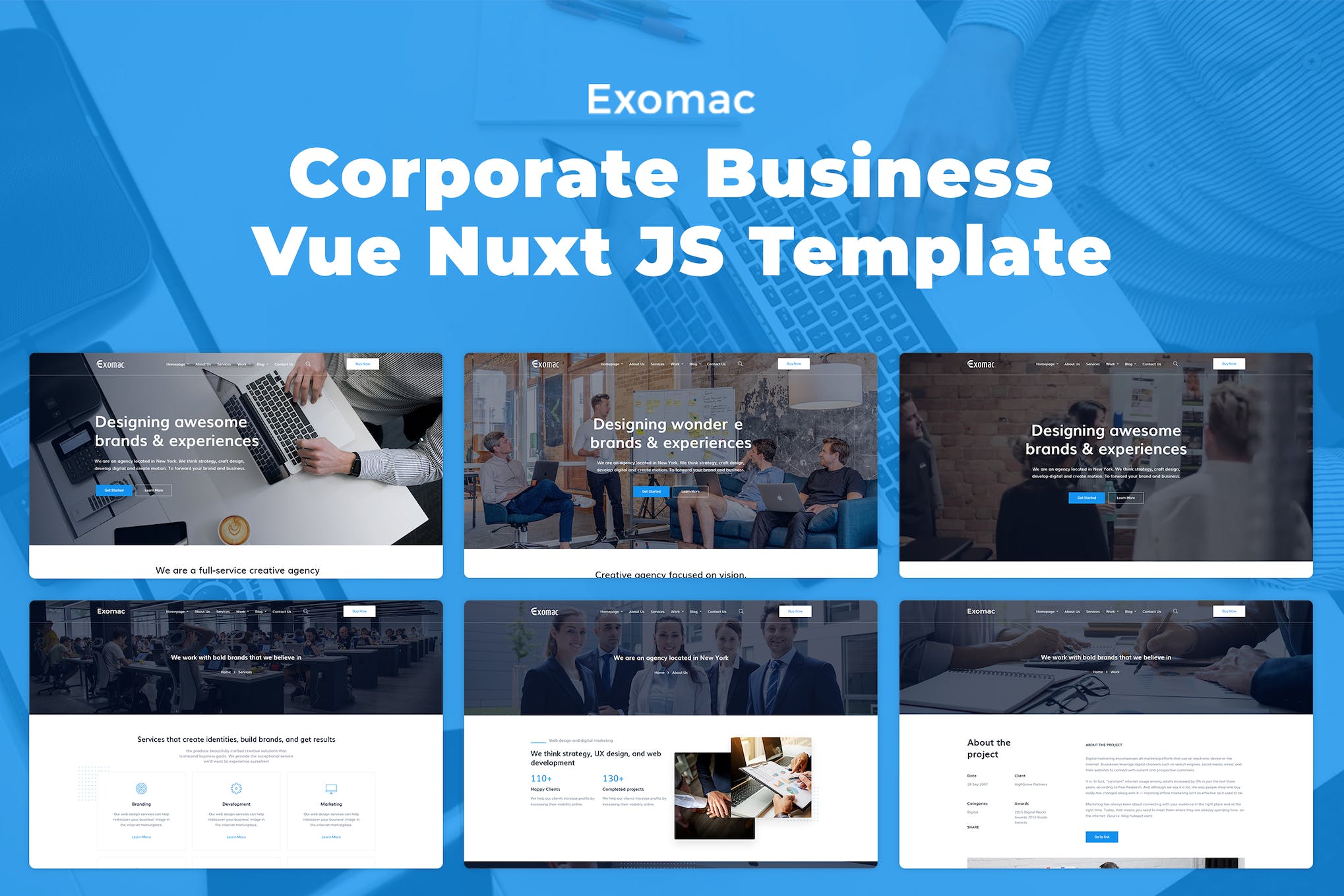 Exomac – Corporate Business Vue Nuxt JS Template
