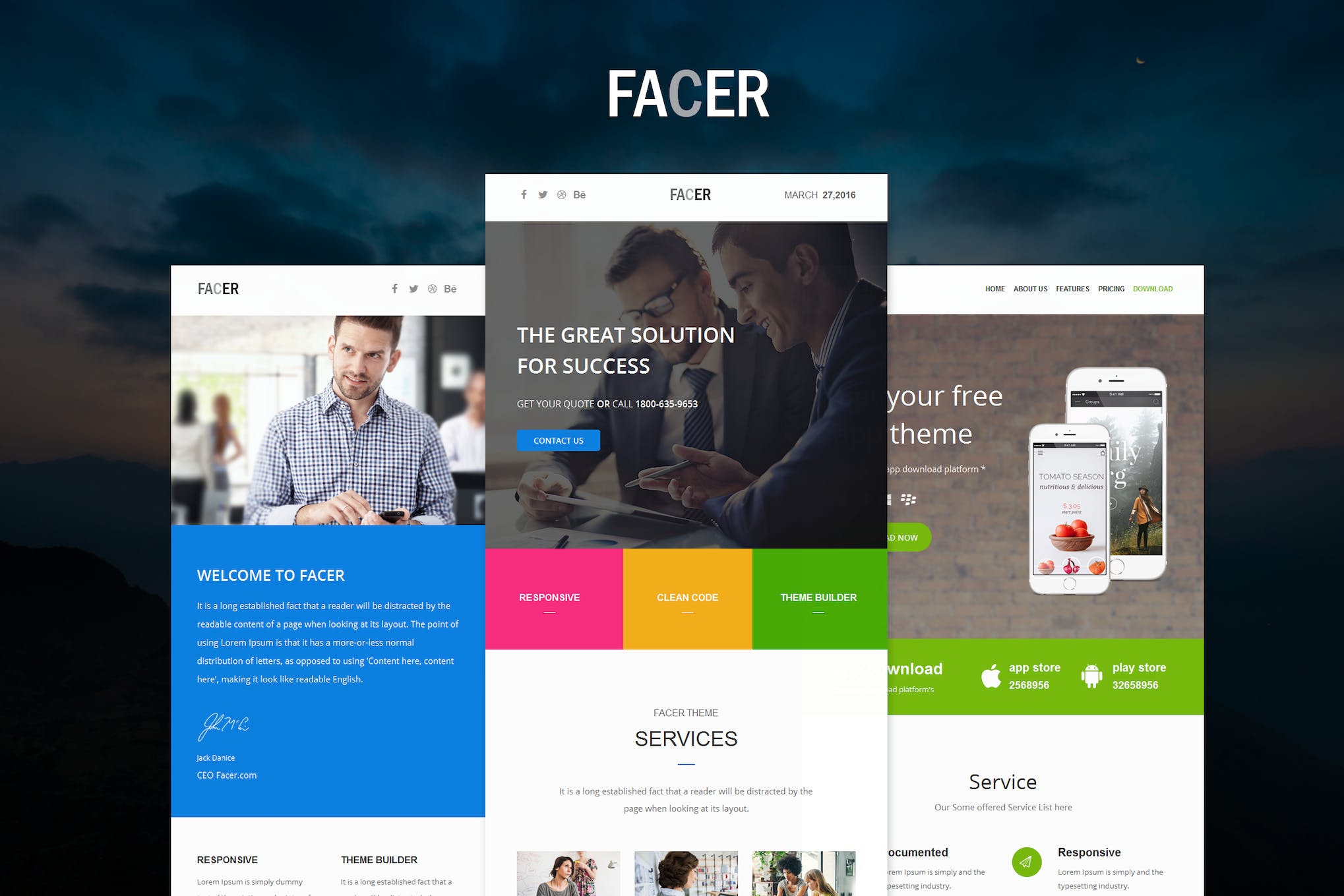 FACER – Responsive E-mail Templates set