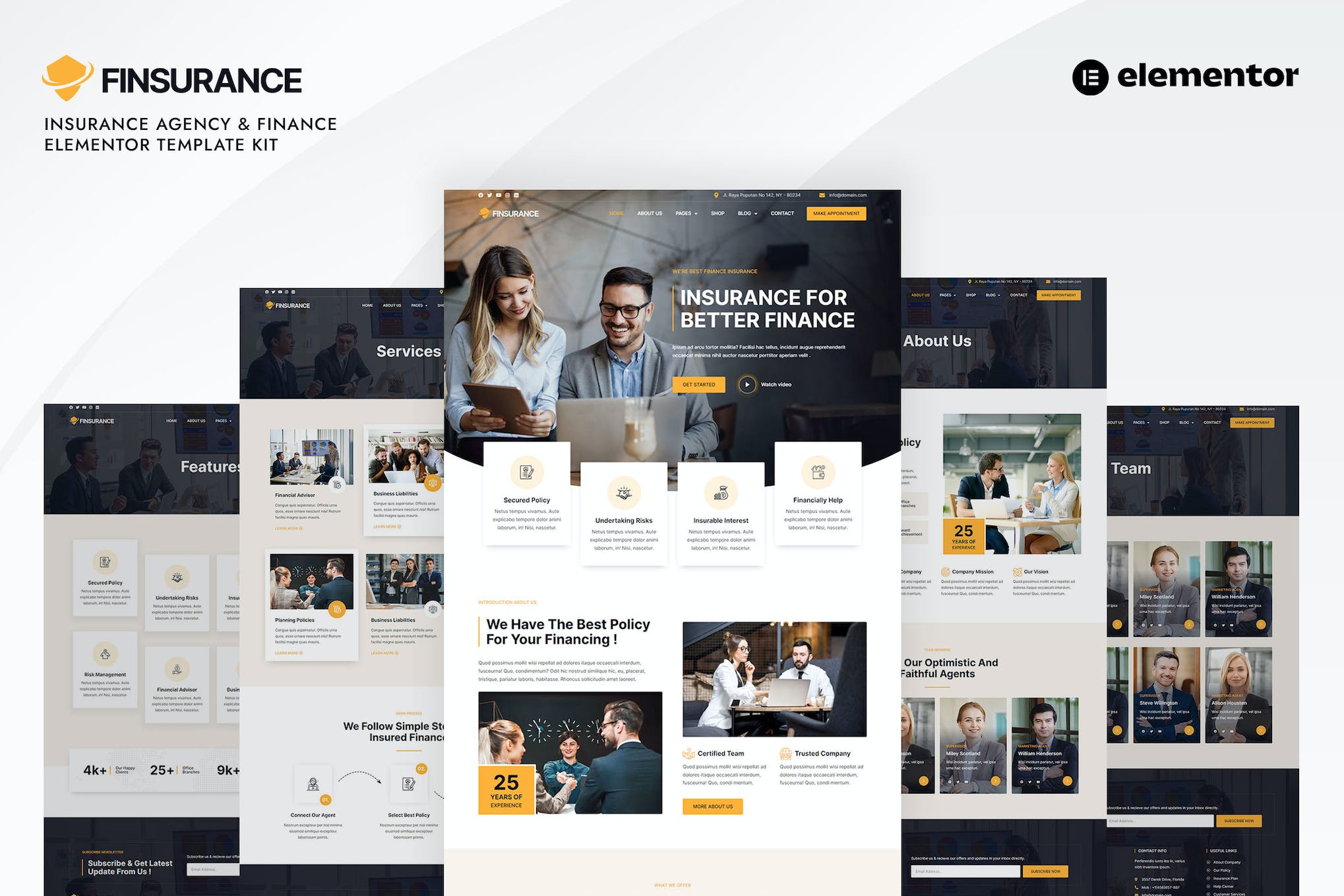 Finsurance – Insurance Agency & Finance Elementor Pro Template Kit