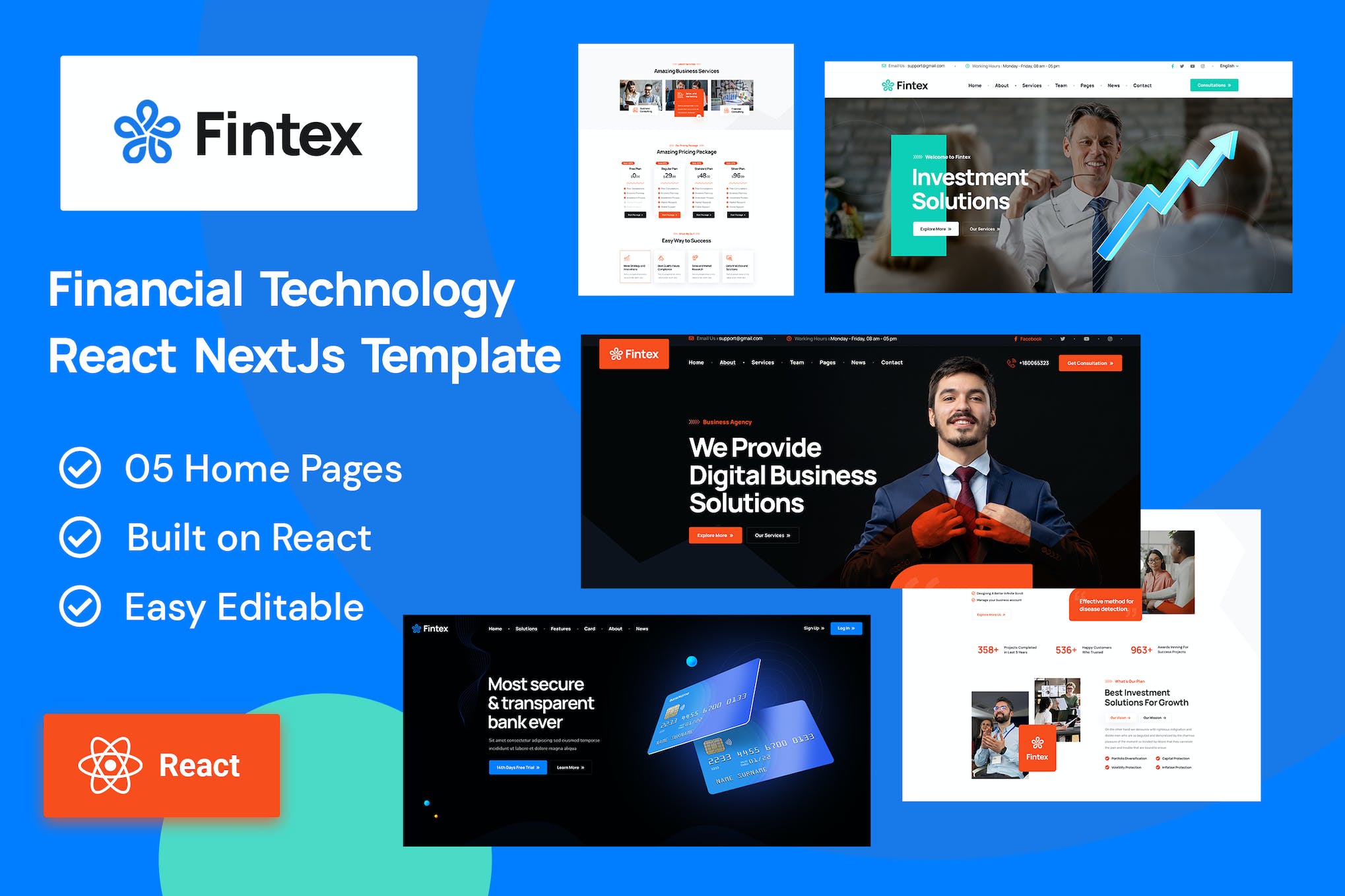 Fintex – Consulting & Financial React Template