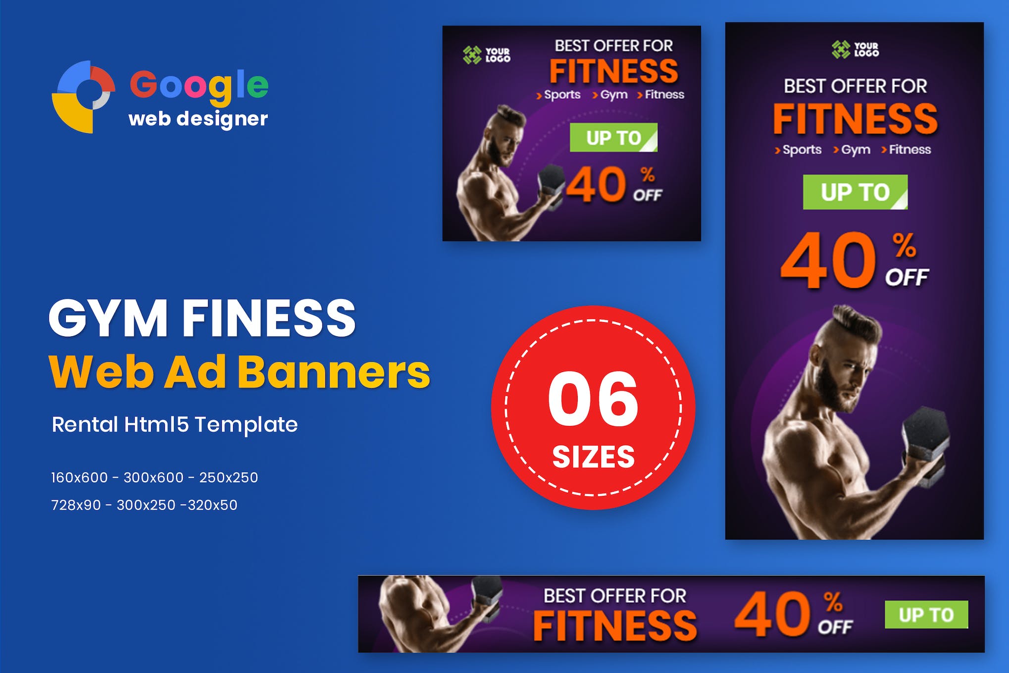 Fitness HTML5 Animate Banner Ads GWD