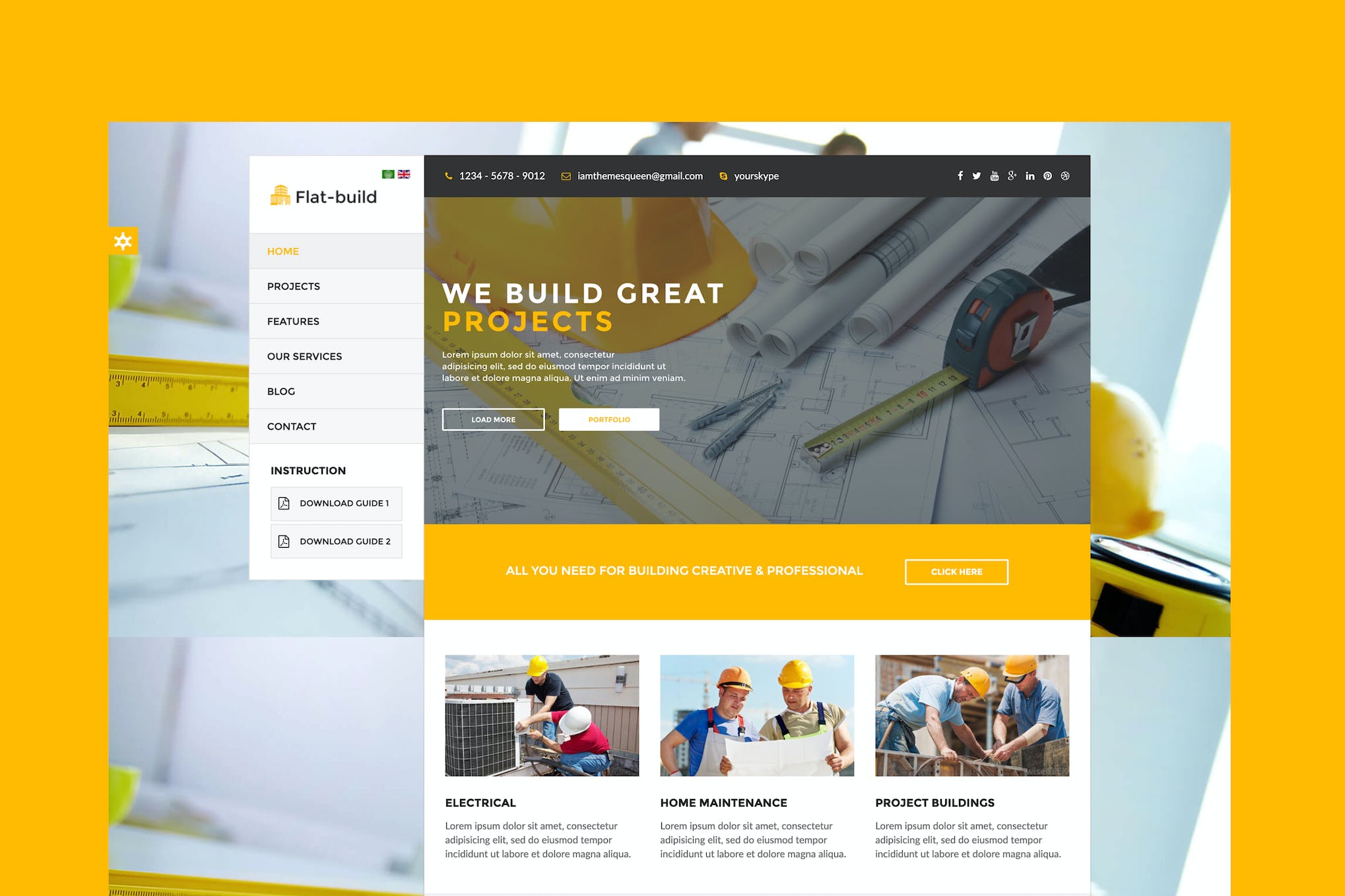 Flatbuild – Construction Joomla Template