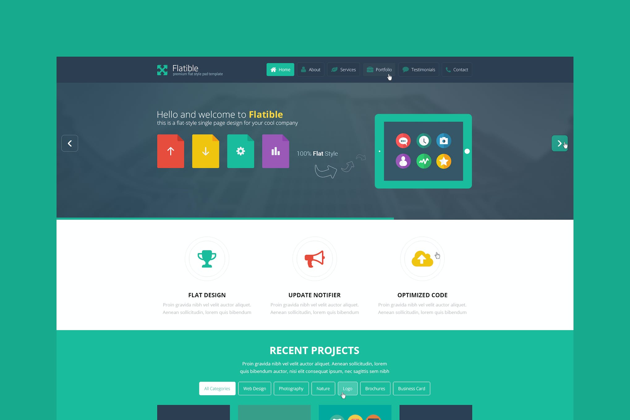 Flatible – Single Page HTML5 Template