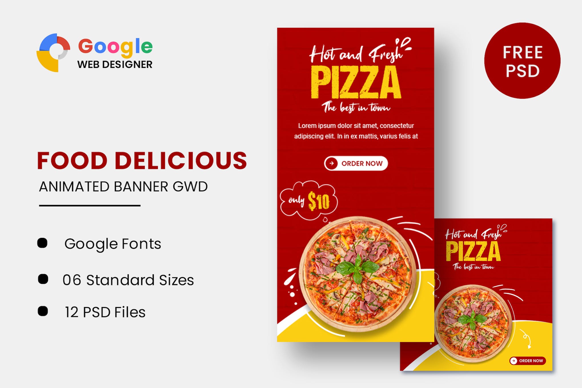 Food Pizza Animated Banner GWD