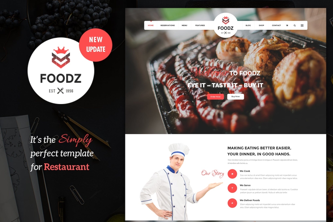 Foodz - Restaurant, Spa & Salon Joomla 4 Template