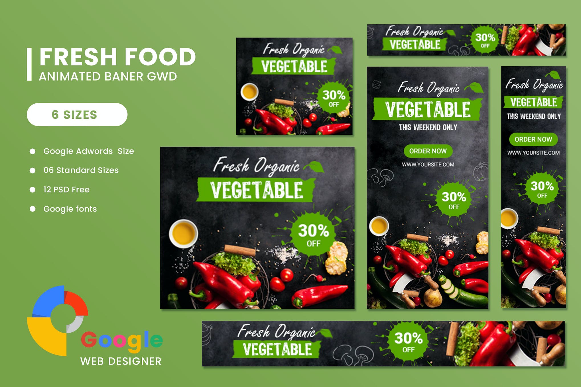 Fresh Food Google Adwords HTML5 Banner Ads GWD