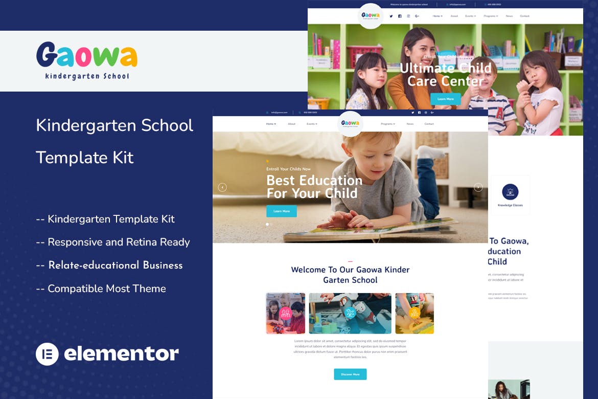 Gaowa – Kindergarten School Elementor Template Kit