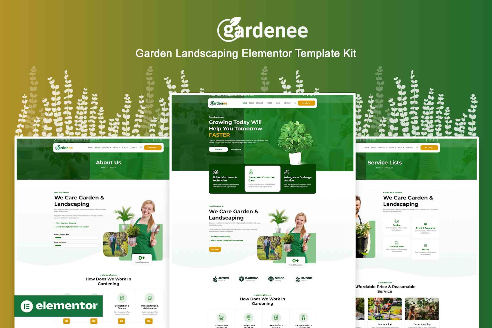 Gardenee – Landscaping & Garden Care Elementor Pro Template Kit