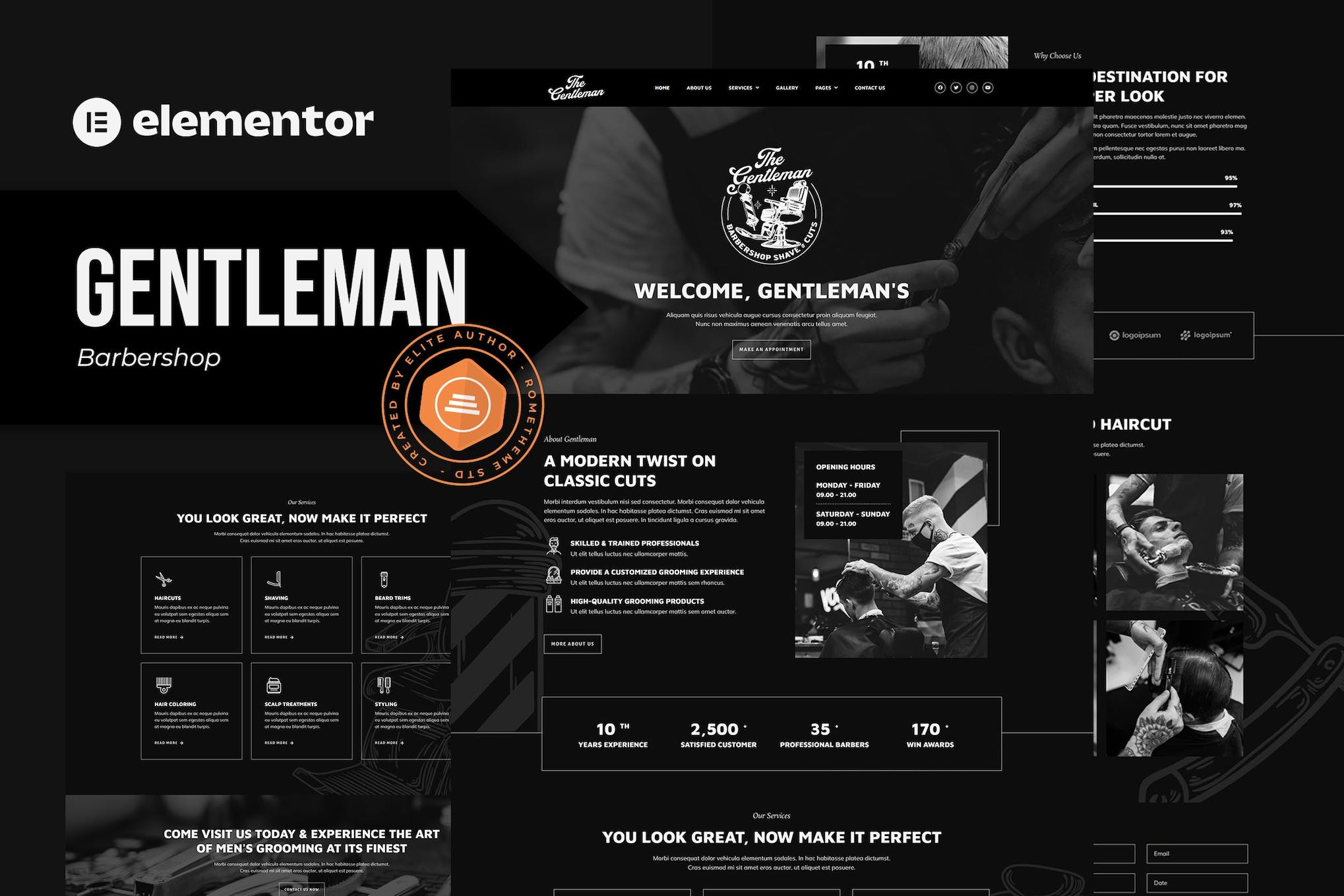 Gentleman – Barbershop & Hair Studio Elementor Template Kit