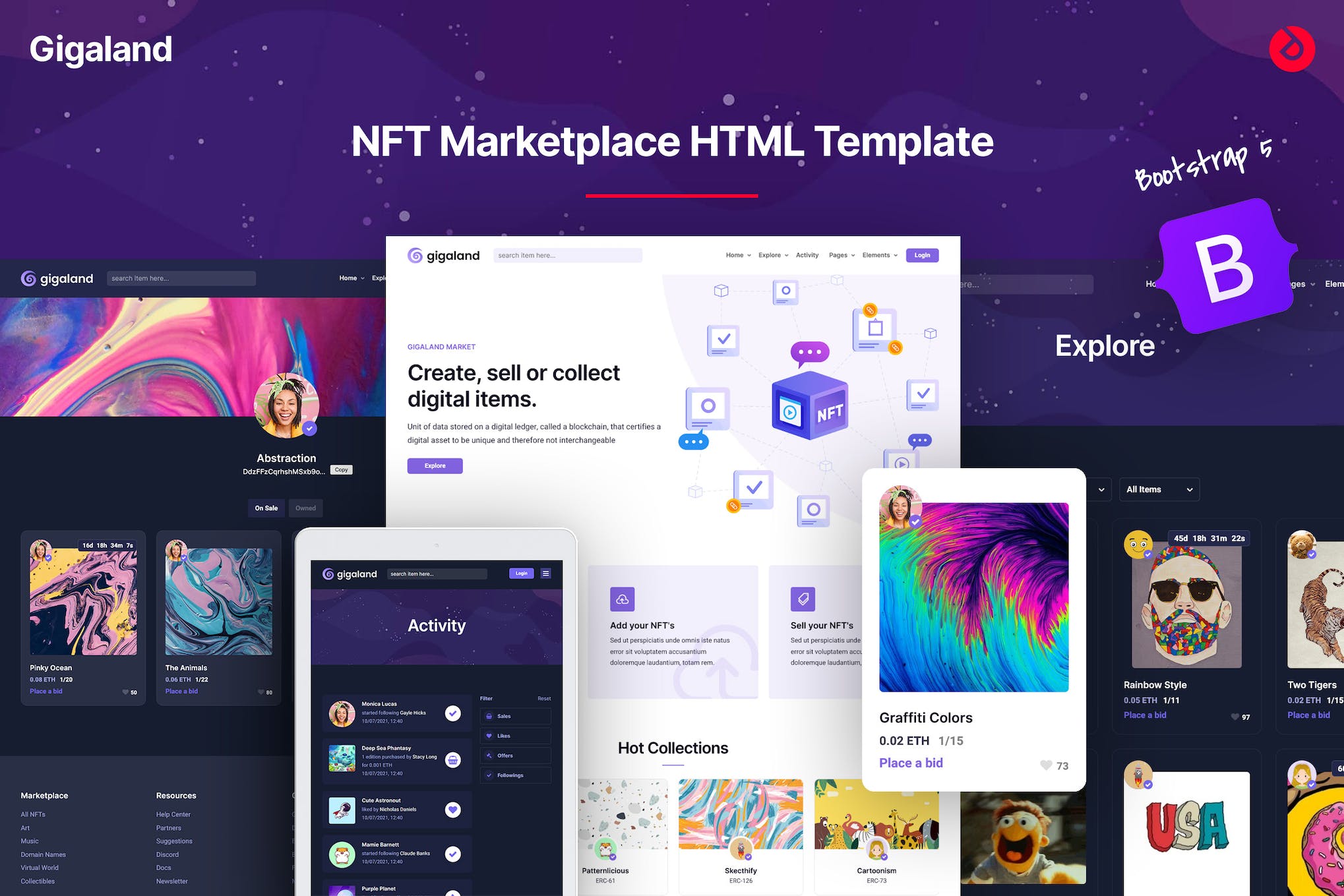 Gigaland – NFT Marketplace HTML Template