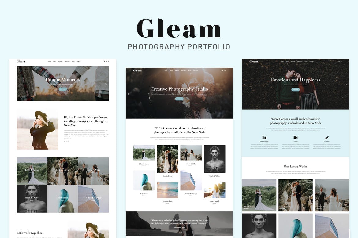 Gleam – Elegant Photography Portfolio Template