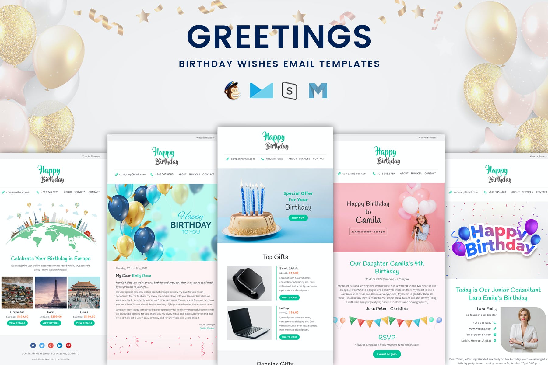 Greetings – Birthday Wishes Email Templates Bundle