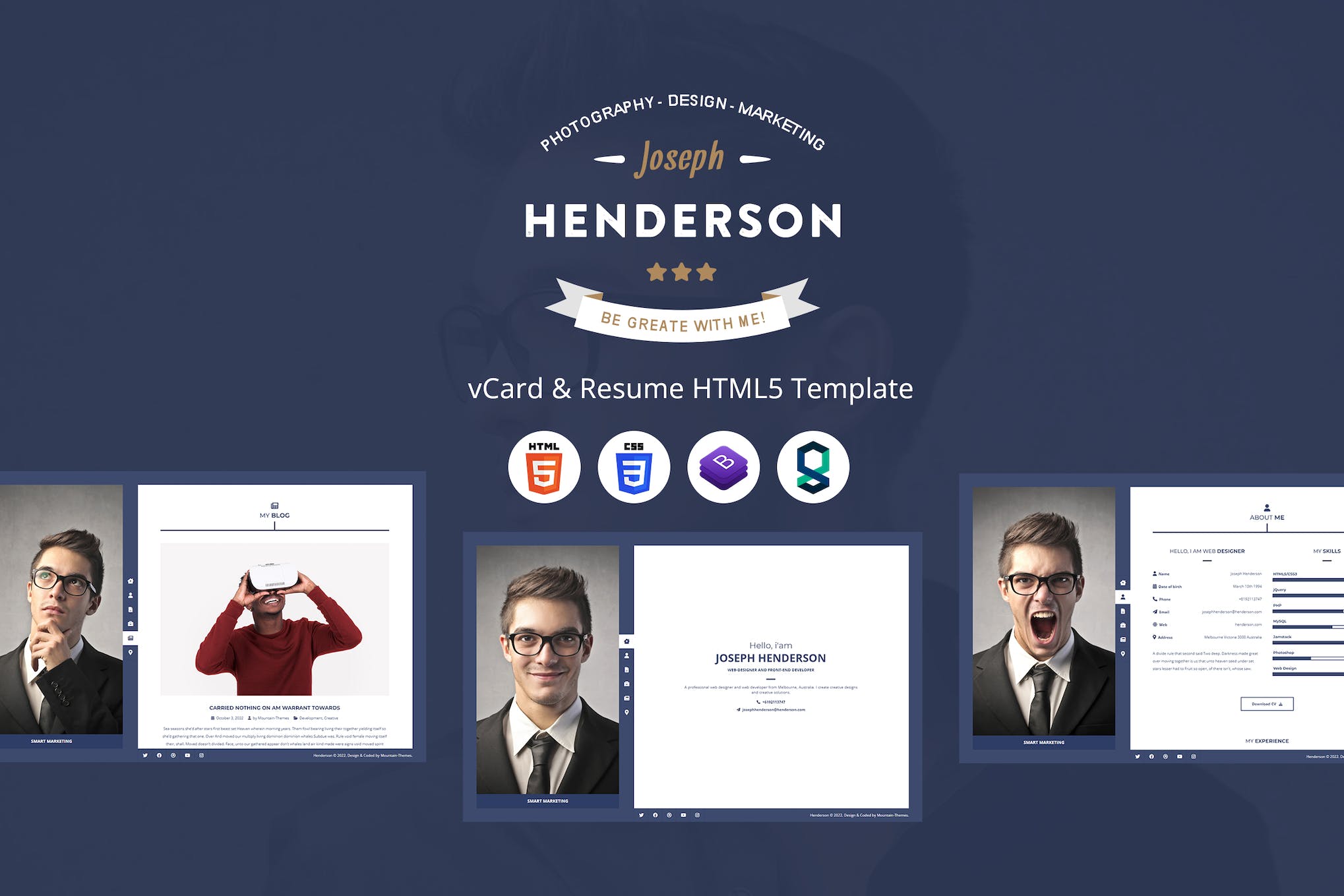 Henderson – vCard & Resume HTML5 Template