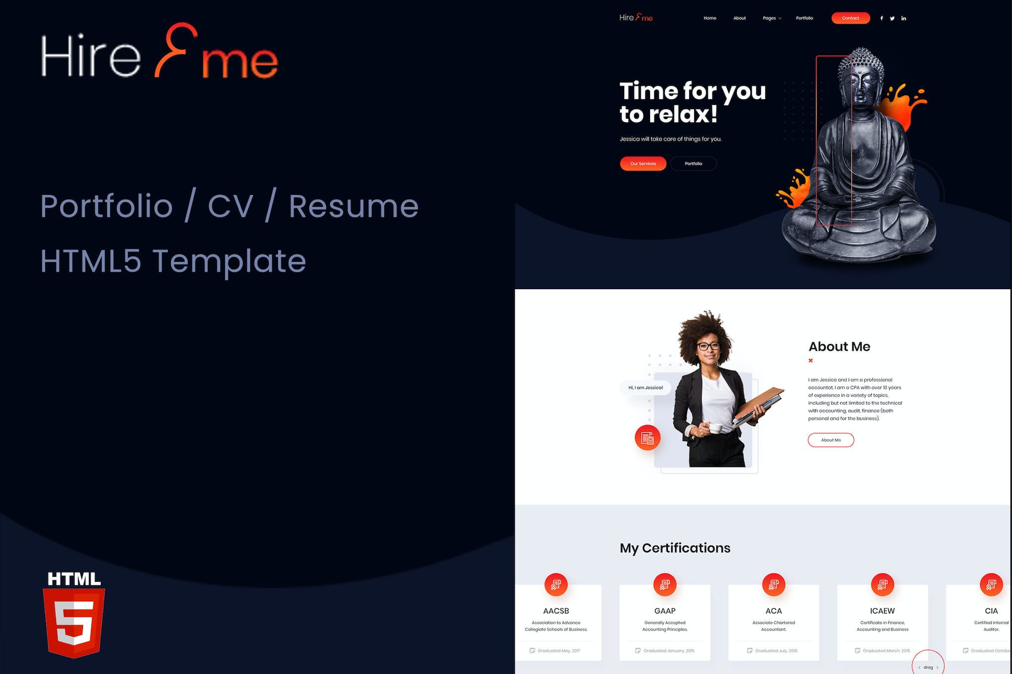 HireMe – Accountant Portfolio HTML Template