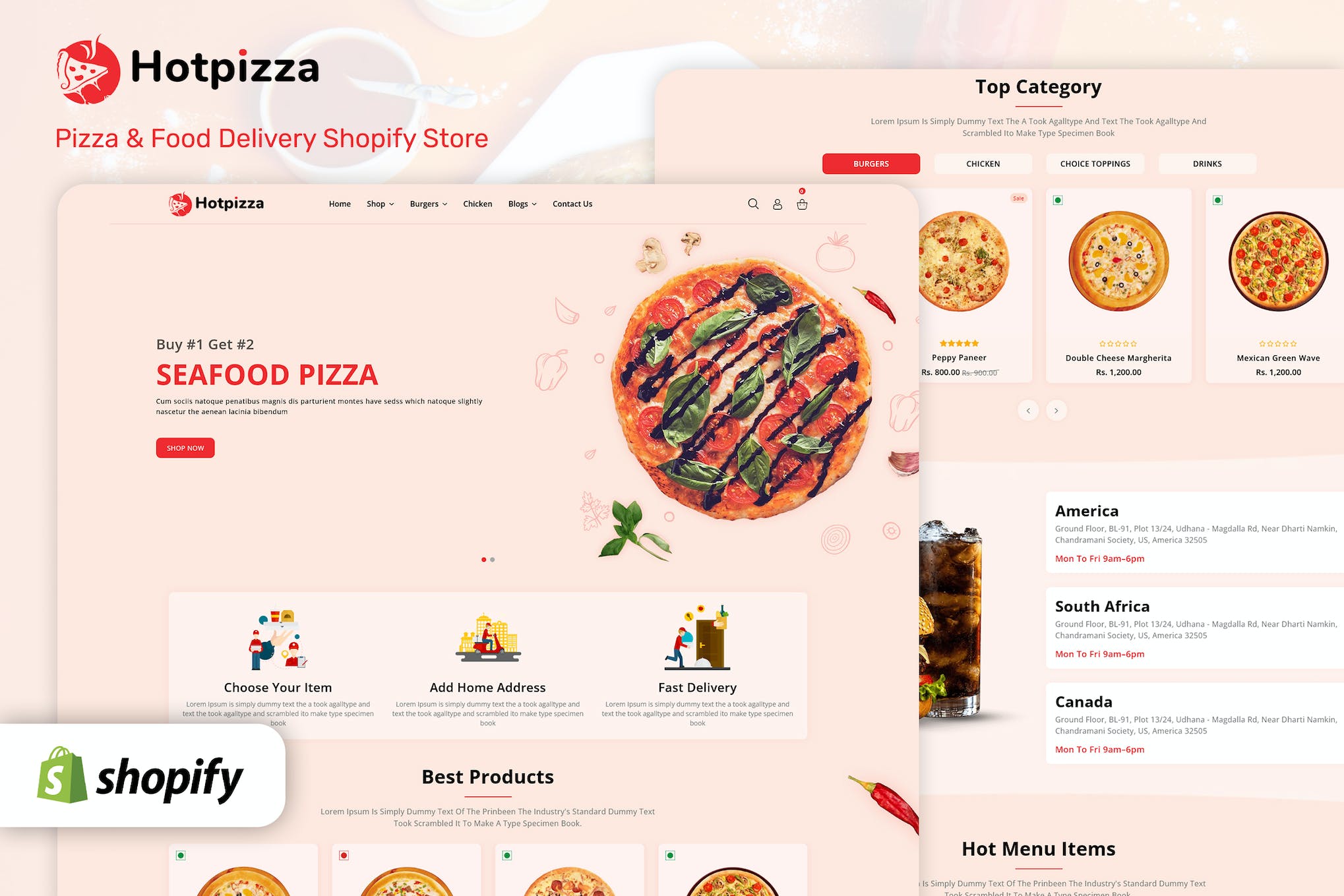 HotPizza – Pizza & Food Delivery Shopify Store