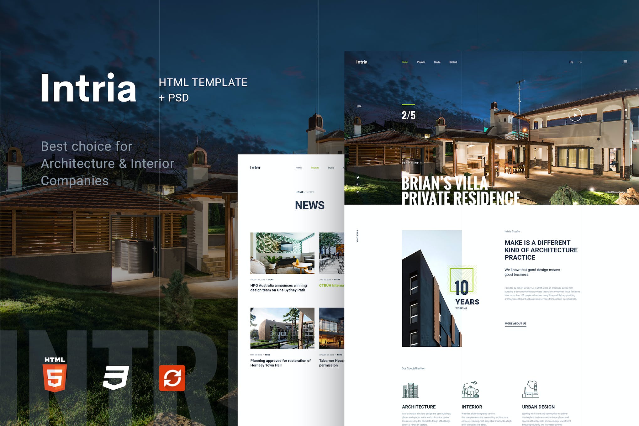 Intria – Architecture and Interior HTML Template