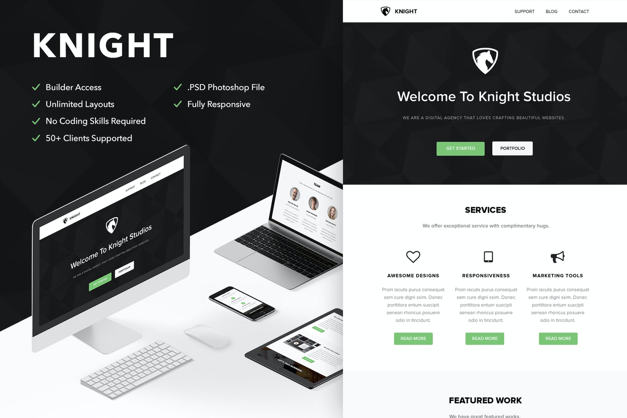 Knight – Responsive Email + Themebuilder Access