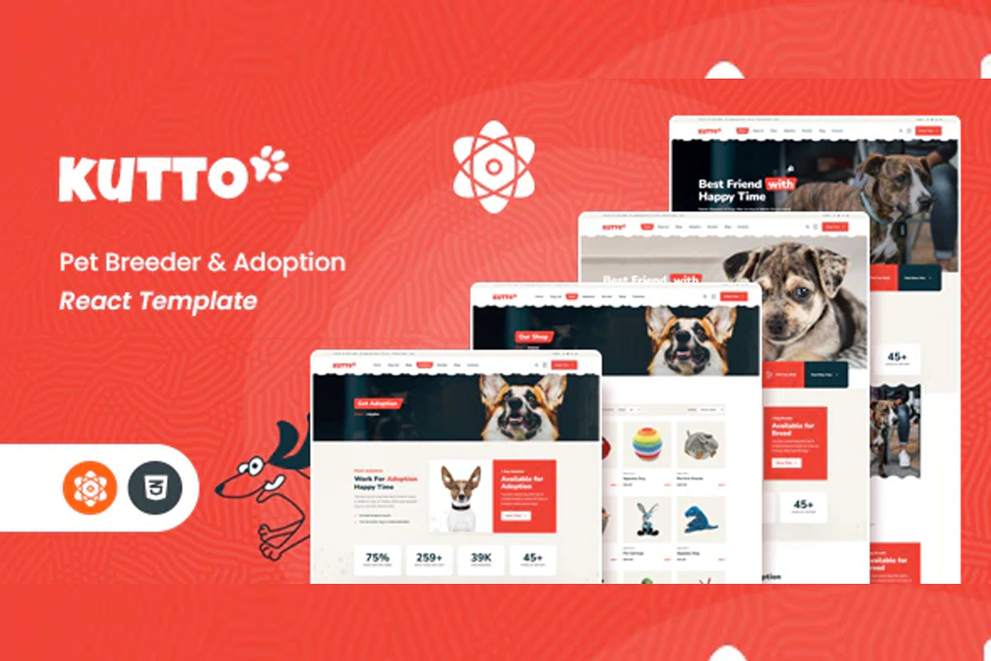 Kutto – Pet Breeder & Adoption ReactJs Template