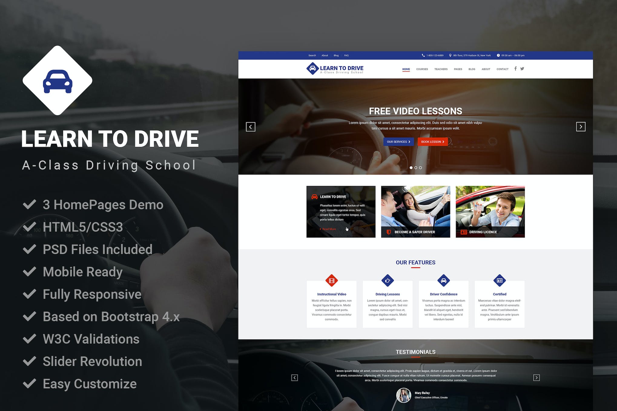 LearnToDrive | Driving School & Lessons Template