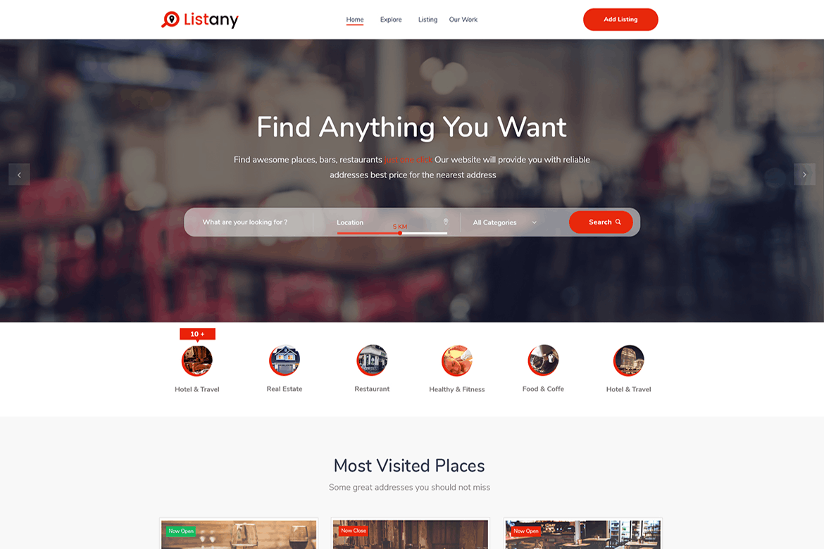 Listany – Directory and Listings PSD Template