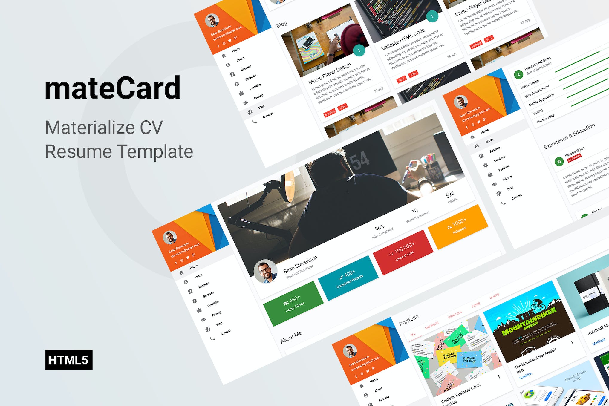 mateCard – Materialize CV/Resume Template