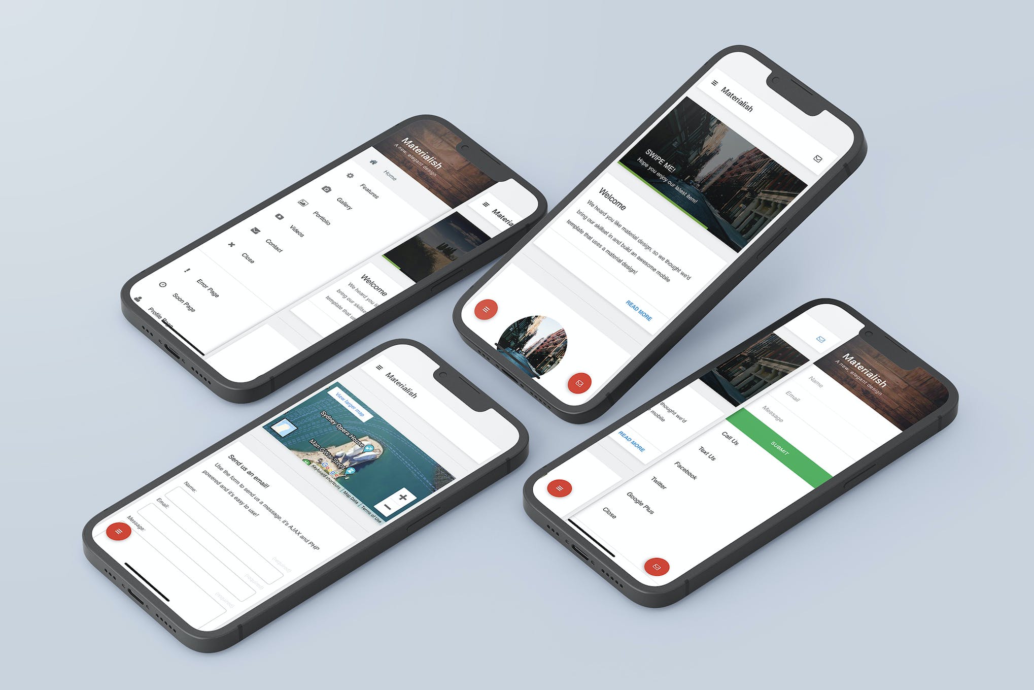 Materialish | Mobile Website Template