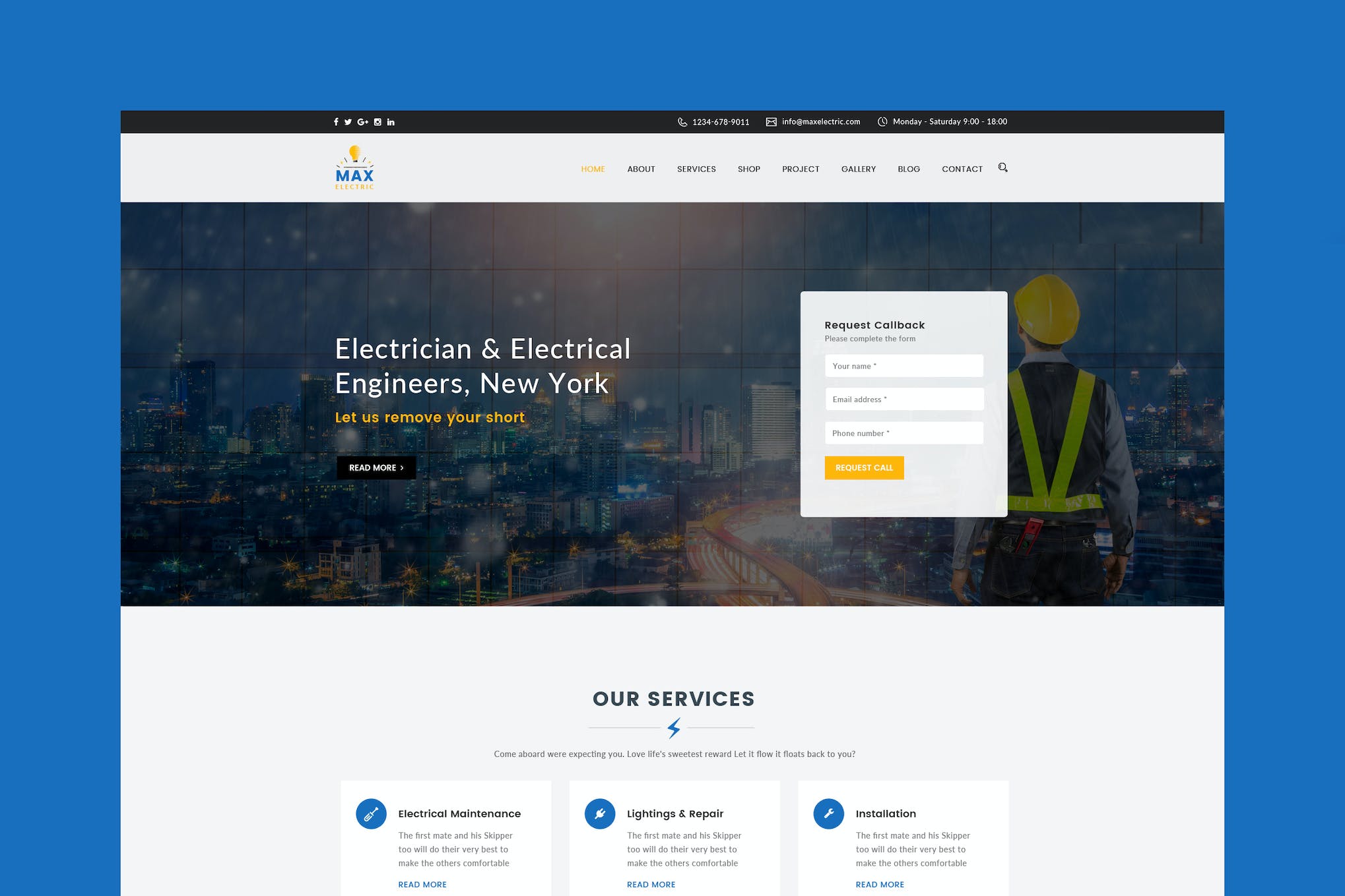 Max Electric – Electrician HTML Template