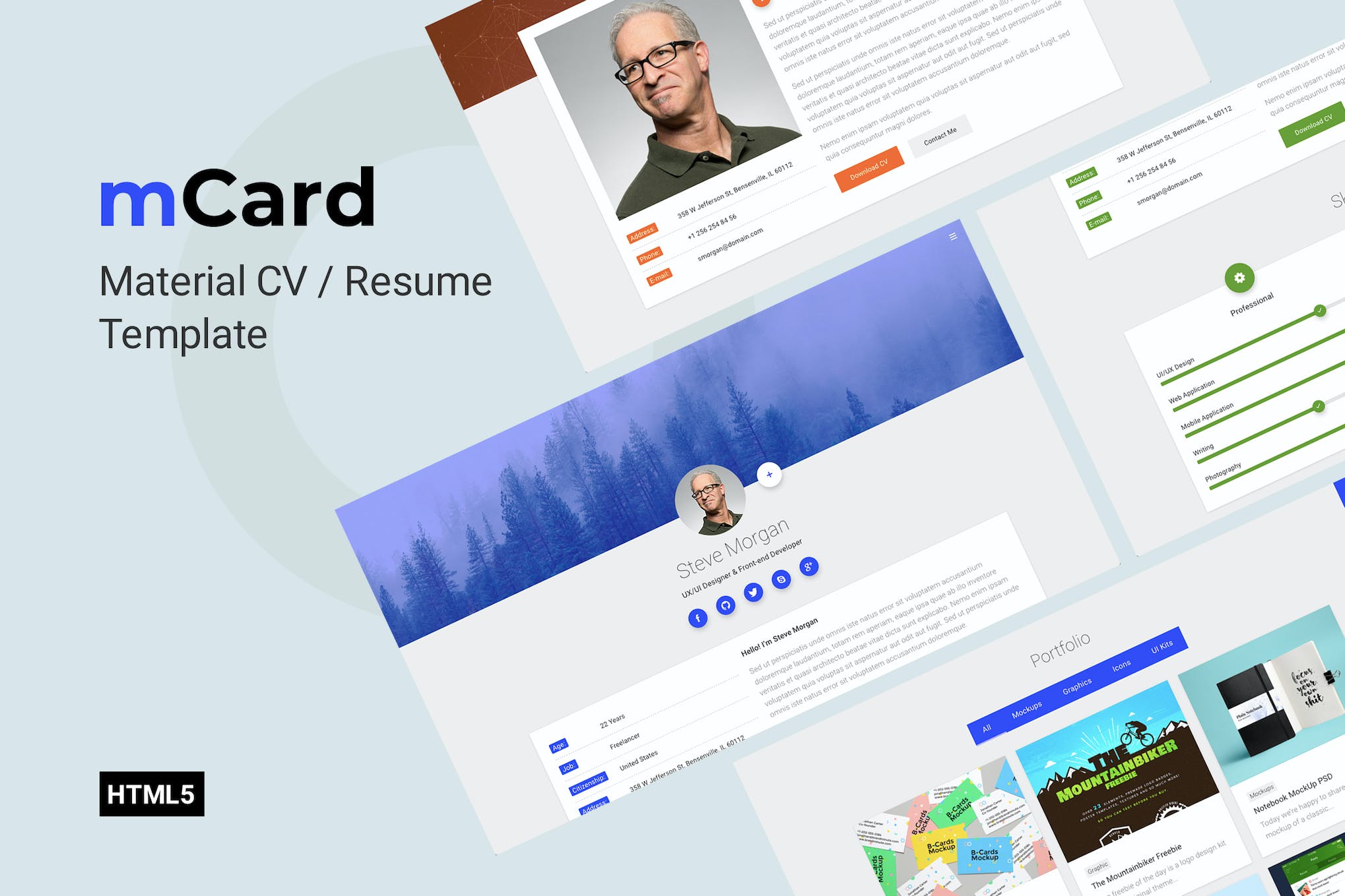 mCard – Material CV/Resume Template