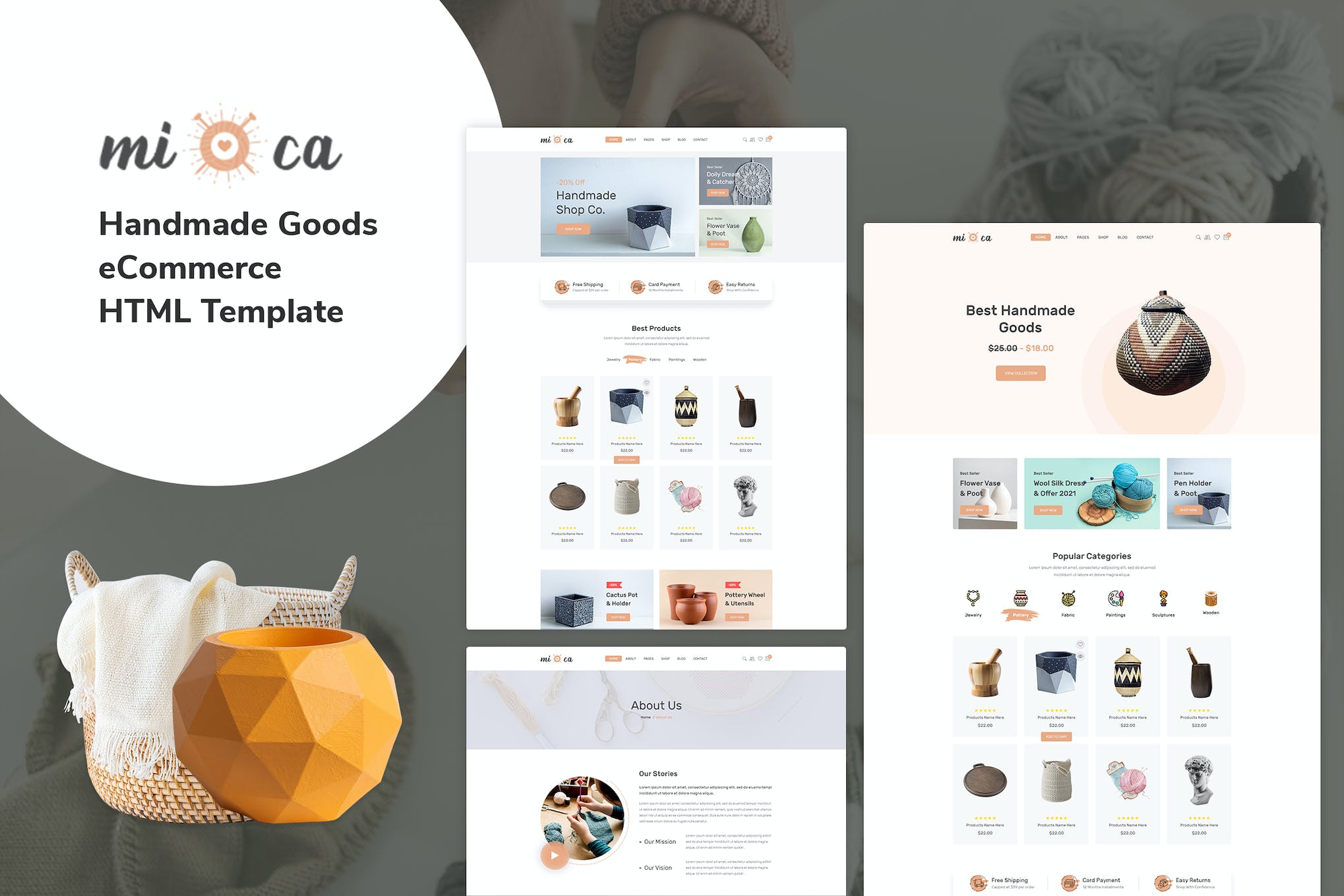 Mioca – Handmade Goods eCommerce HTML Template