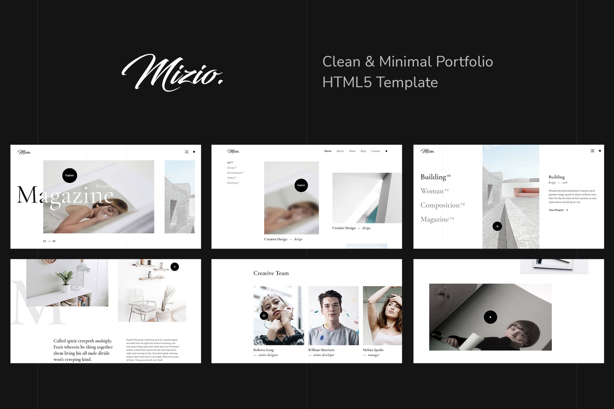 Mizio – Clean & Minimal Portfolio HTML5 Template