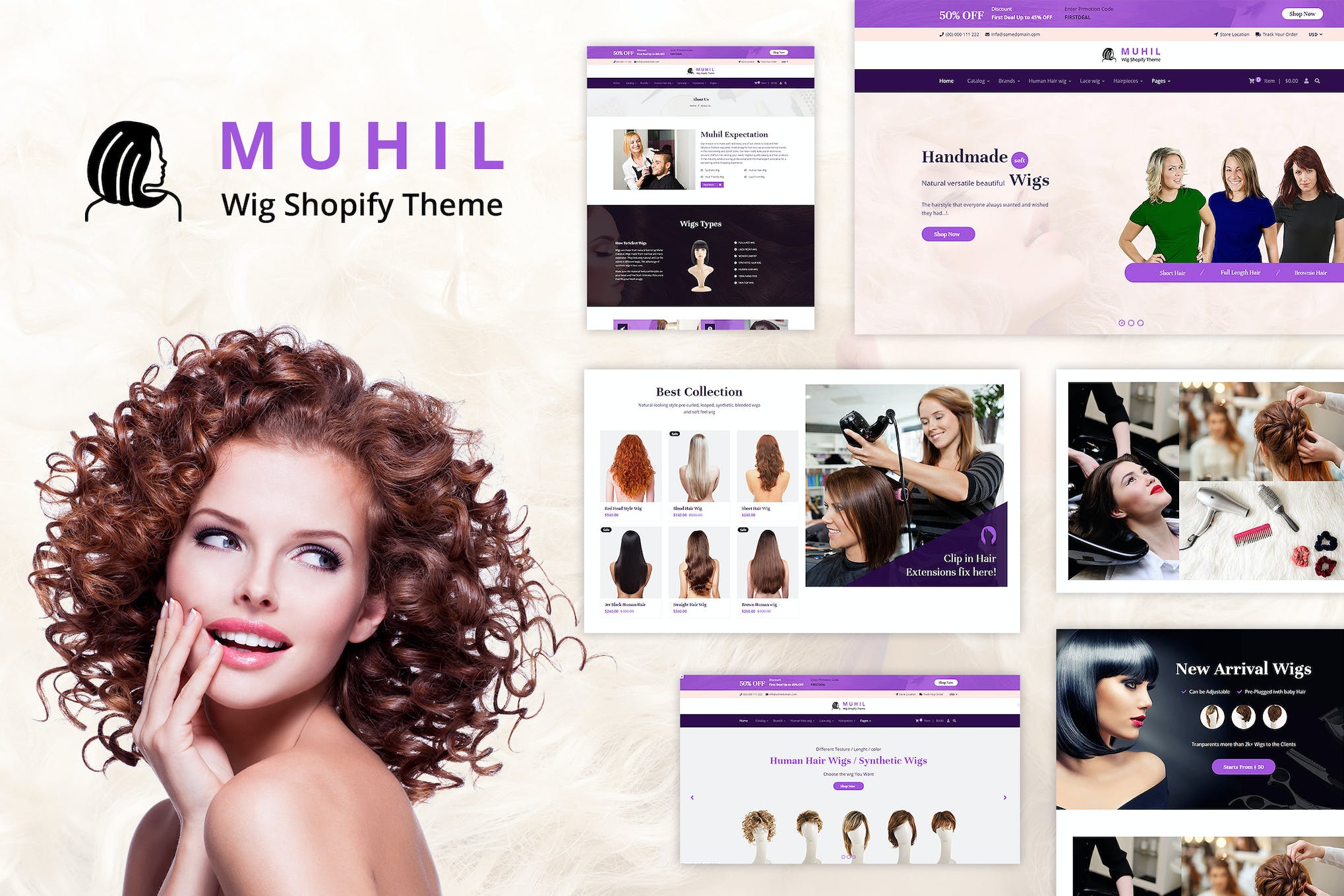 Muhil – Hair Wig, Hair Extensions Shopify Theme